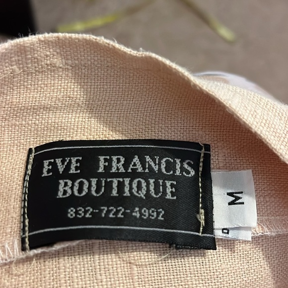 Eve Francis Boutique light peach linen, midi dress. Size Medium. - Picture 6 of 7